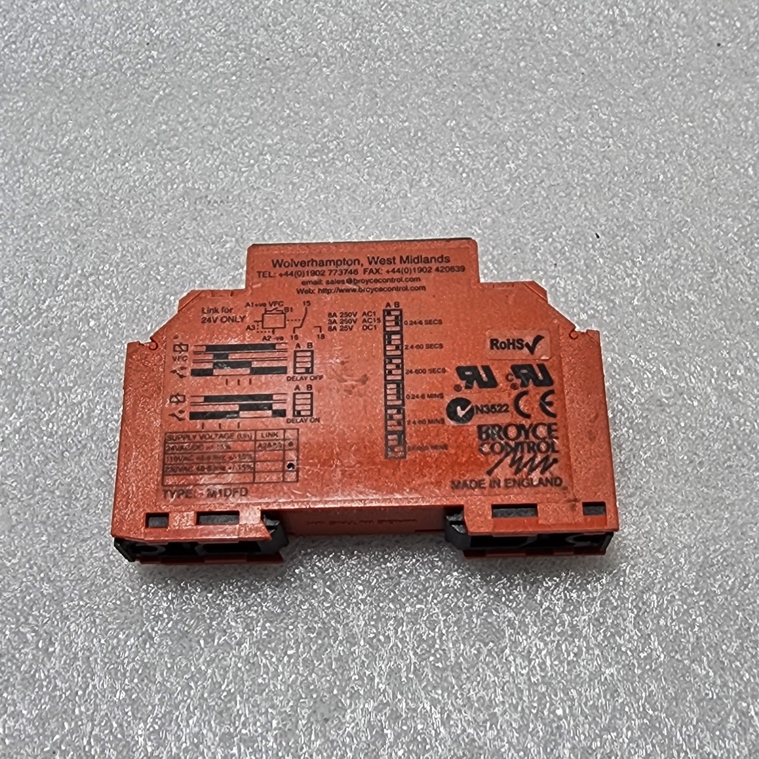 BROYCE CONTROL M1DFD TIME DELAY RELAY RS 296-7365