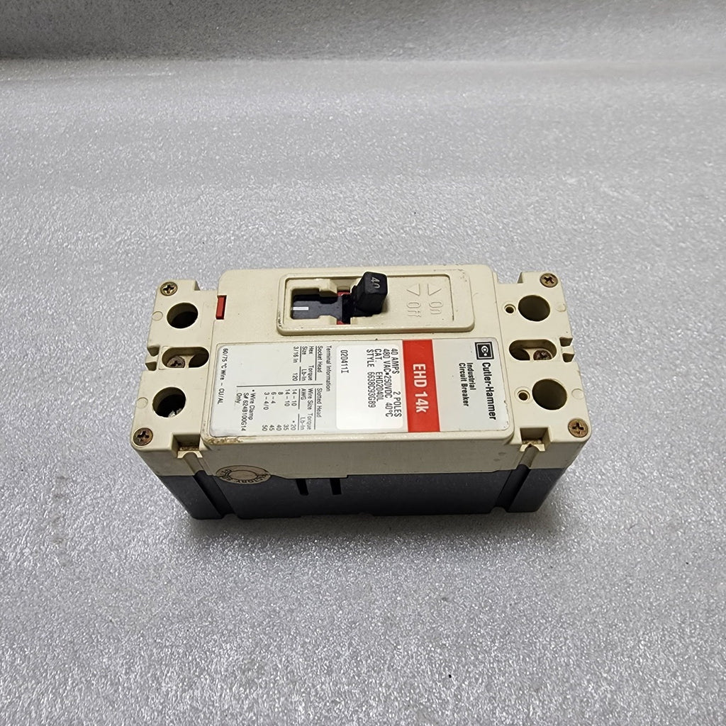 CUTLER HAMMER EHD 14K CIRCUIT BREAKER 40A EHD2040L 6638C93G89