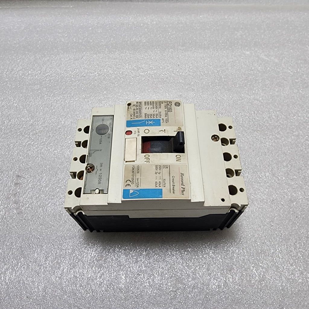 GENERAL ELECTRIC FD160 CIRCUIT BREAKER 160A 430636 RELAY 1250A FDN36TD125GD