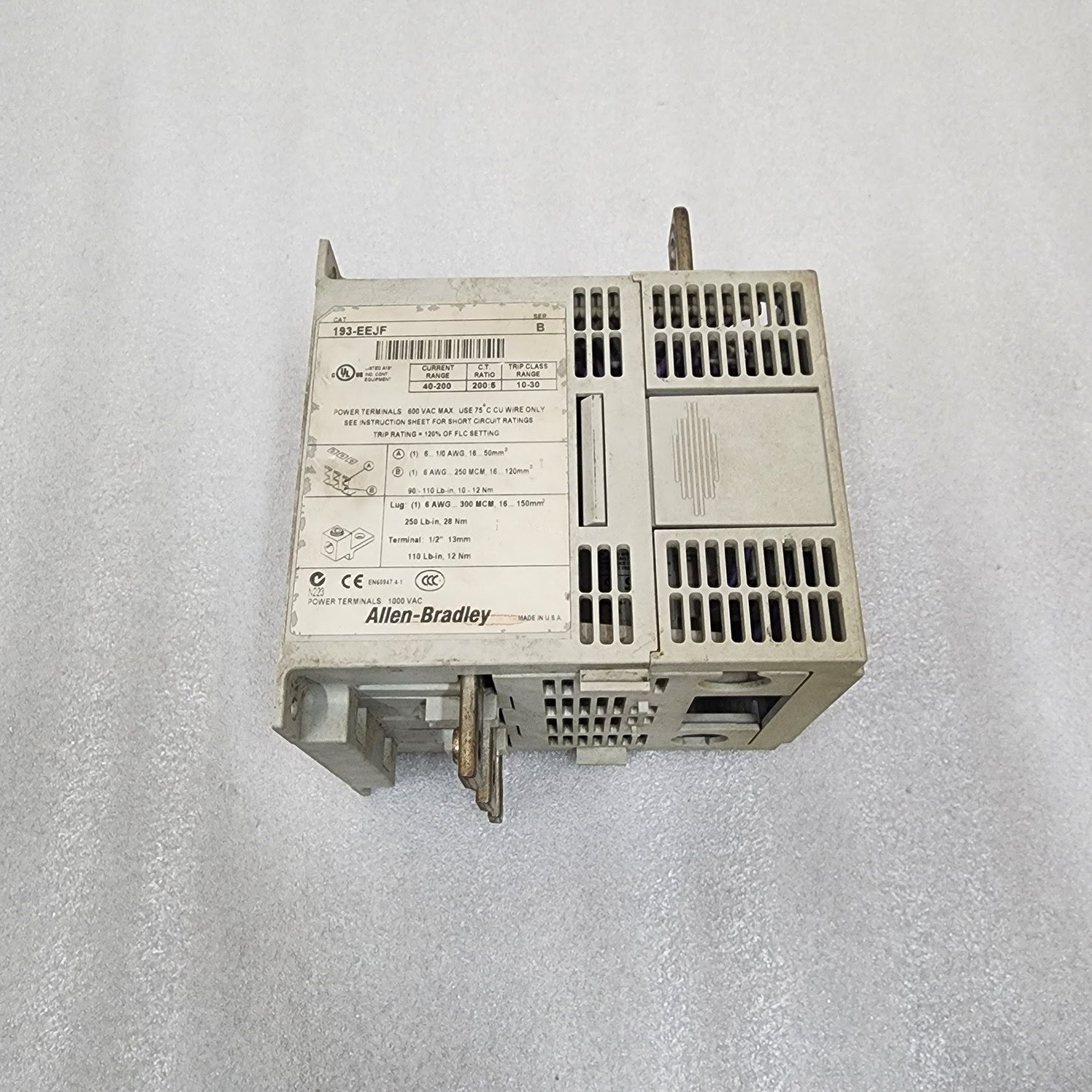 ALLEN BRADLEY CAT 193-EEJF E1 PLUS OVERLOAD RELAY 40-200A