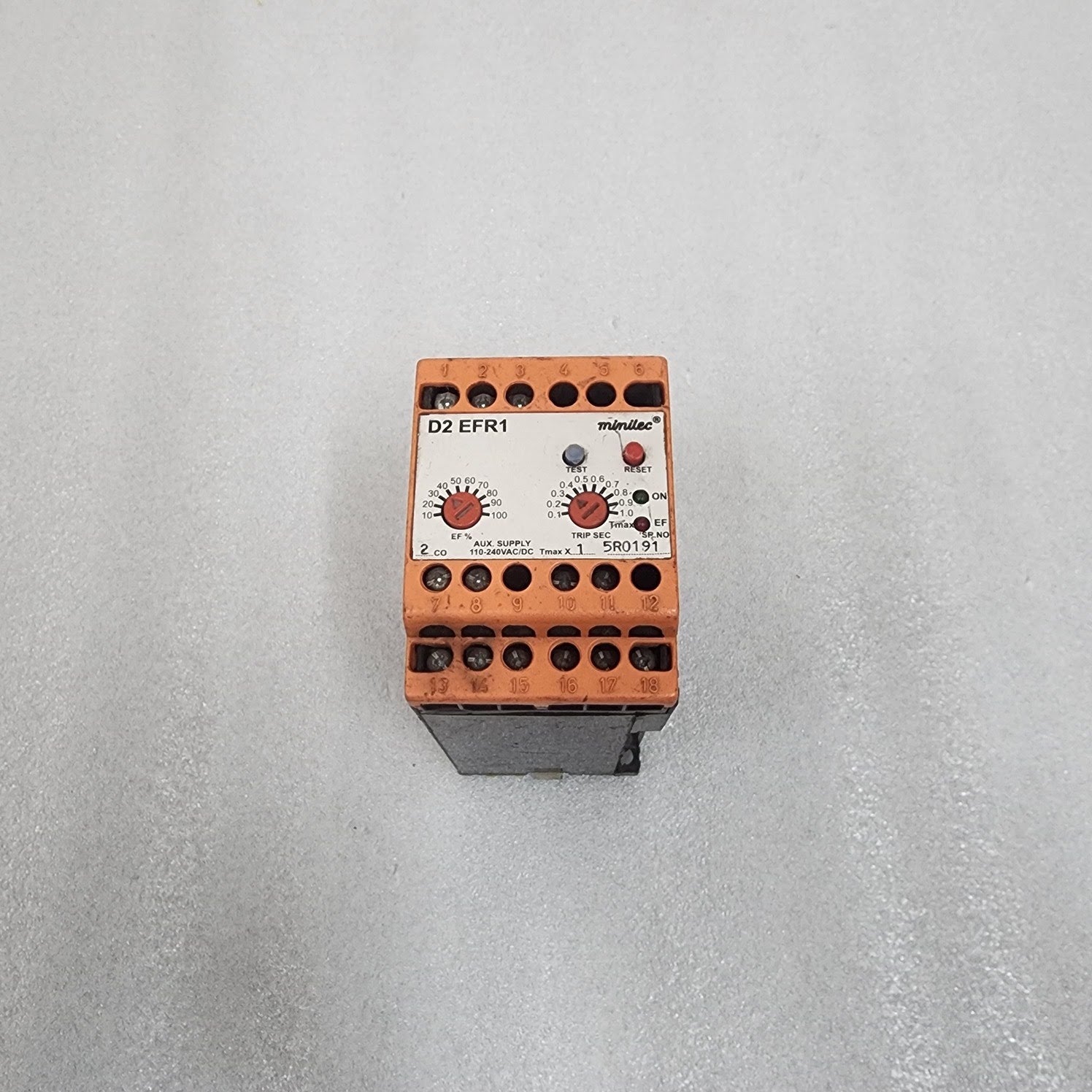 MINILEC D2 EFR1 EARTH FAULT RELAY 5R0191 110-240VAC/DC
