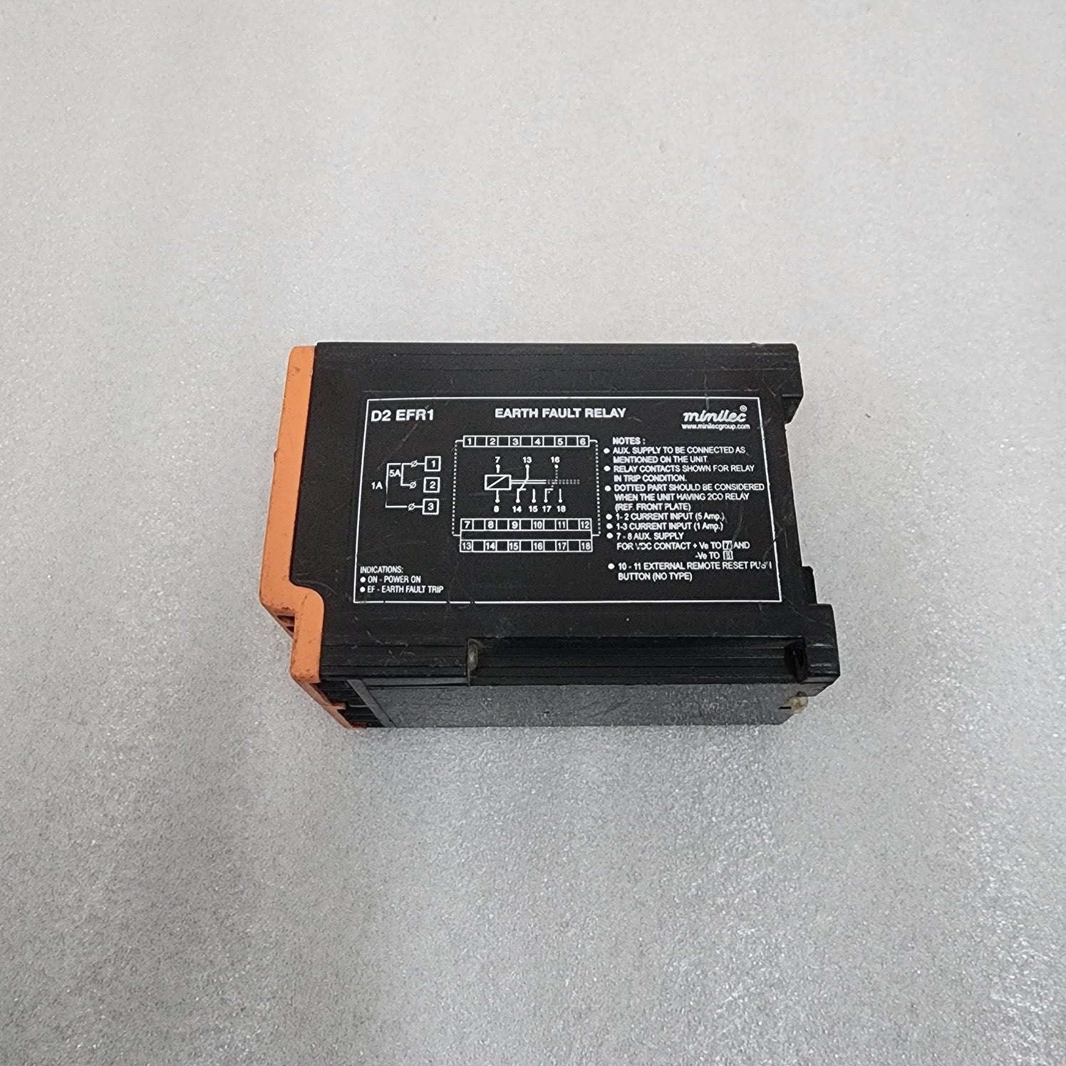 MINILEC D2 EFR1 EARTH FAULT RELAY 5R0191 110-240VAC/DC