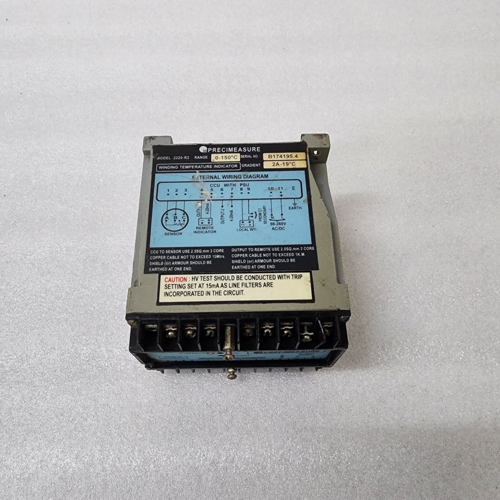 PRECIMEASURE 2220-R2 WINDING TEMPERATURE TRANSMITTER INDICATOR 90-260V AC/DC