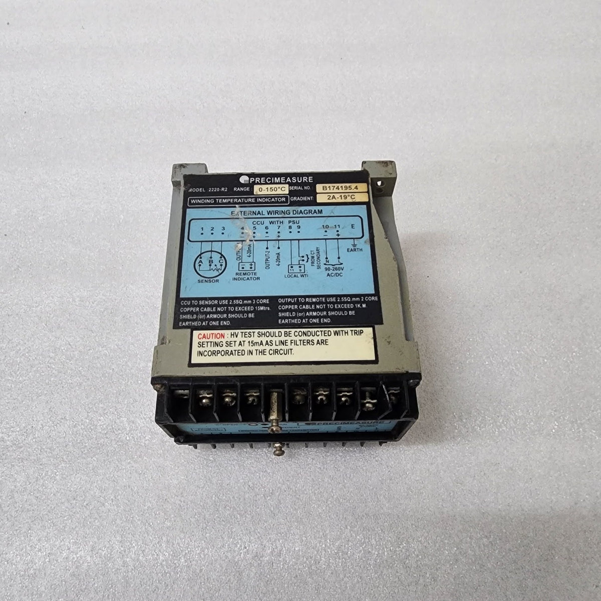 PRECIMEASURE 2220-R2 WINDING TEMPERATURE TRANSMITTER INDICATOR 90-260V AC/DC