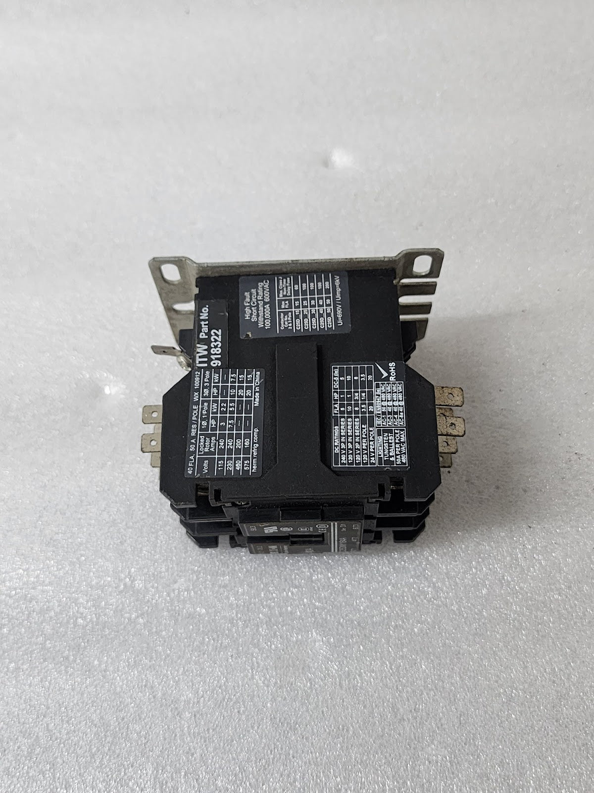 EATON C25DNY164A 3-POLE MAGNETIC CONTACTOR 40A COIL VOLTAGE  110-120V