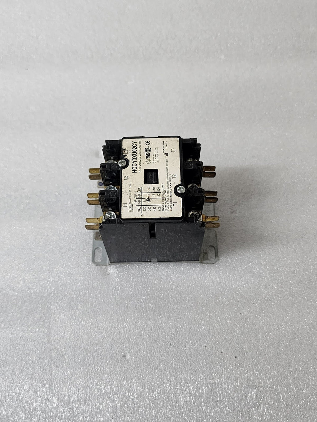 HARTLAND CONTROLS HCCY3XU02CY 3-POLE CONTACTOR 40A COIL VOLTAGE 208/240V