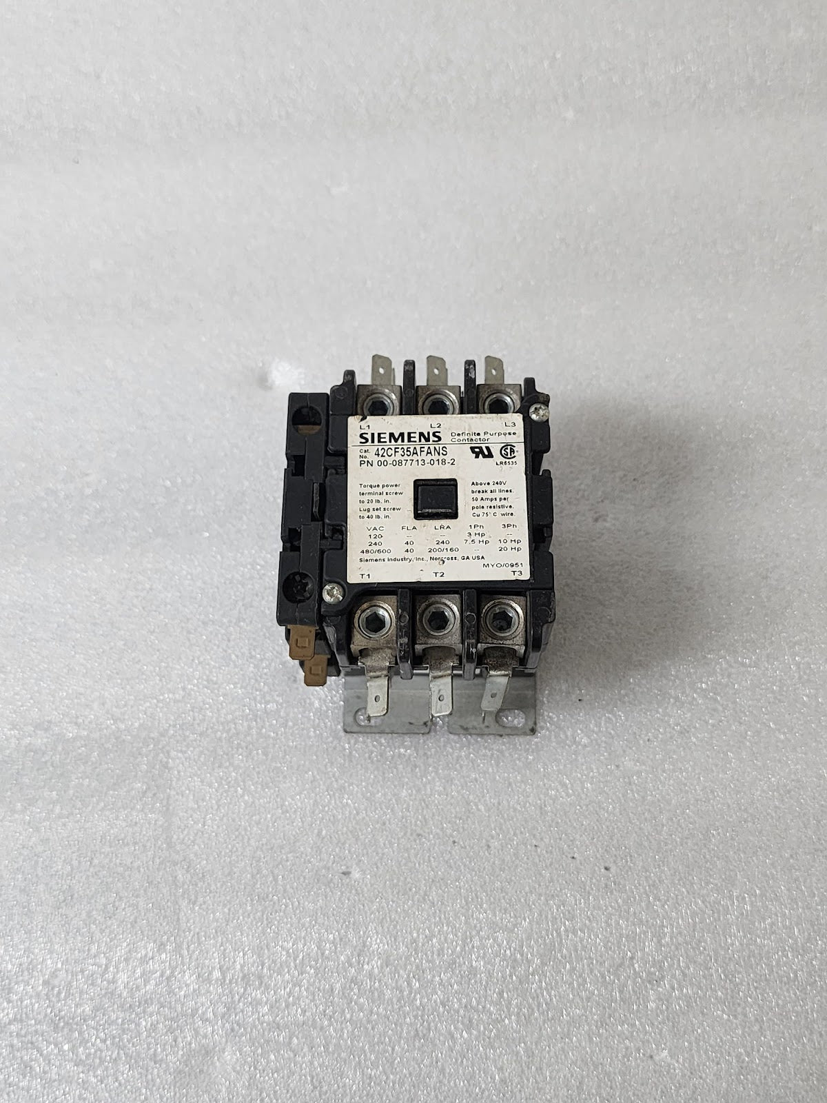 SIEMENS 42CF35AFANS MAGNETIC CONTACTOR 00-087713-018-2 COIL VOLTAGE 110-120V