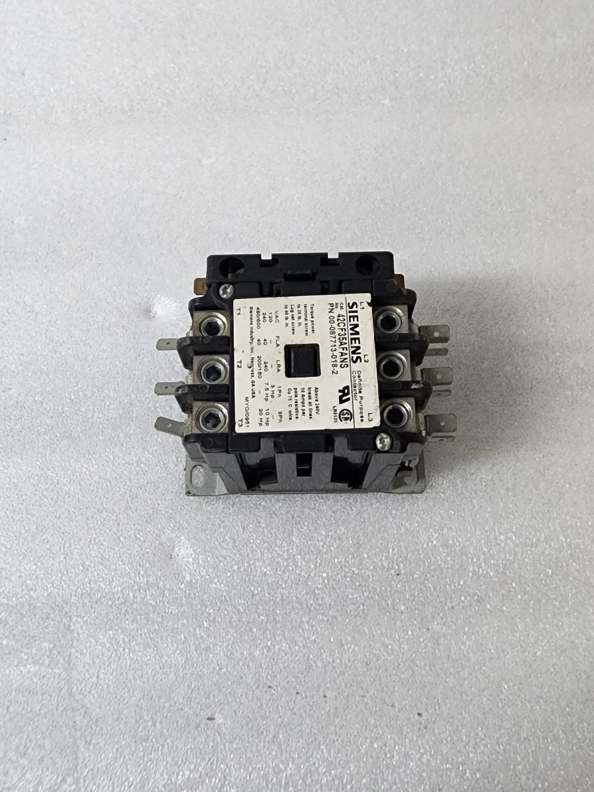 SIEMENS 42CF35AFANS MAGNETIC CONTACTOR 00-087713-018-2 COIL VOLTAGE 110-120V