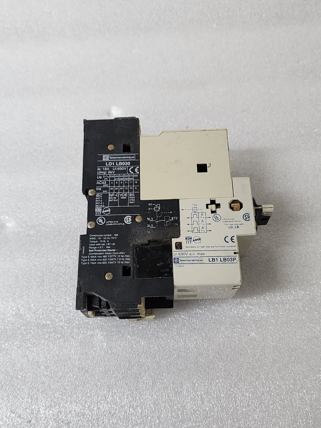 SQUARE D LD1 LB030 TELEMECANIQUE LB1 LB03P MOTOR STARTER COIL VOLTAGE 210-240V