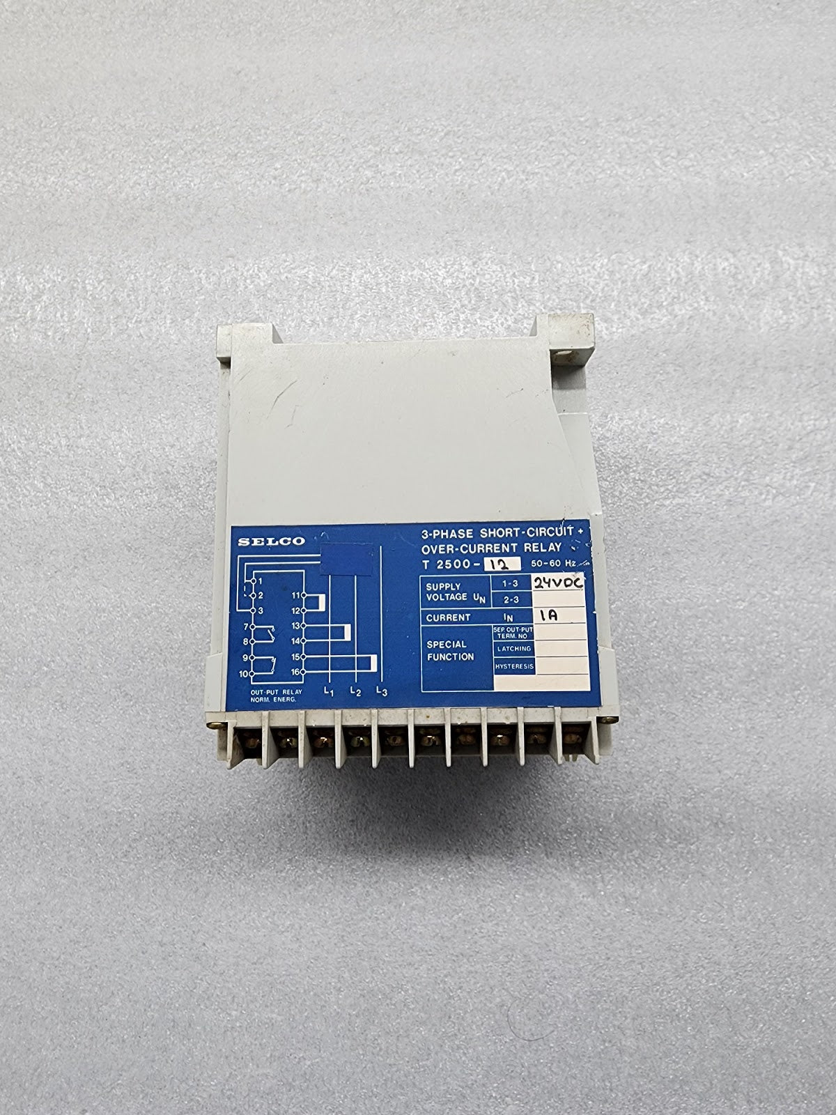 SELCO T2500-12 3-PHASE SHORT CIRCUIT OVER-CURRENT RELAY 24VDC