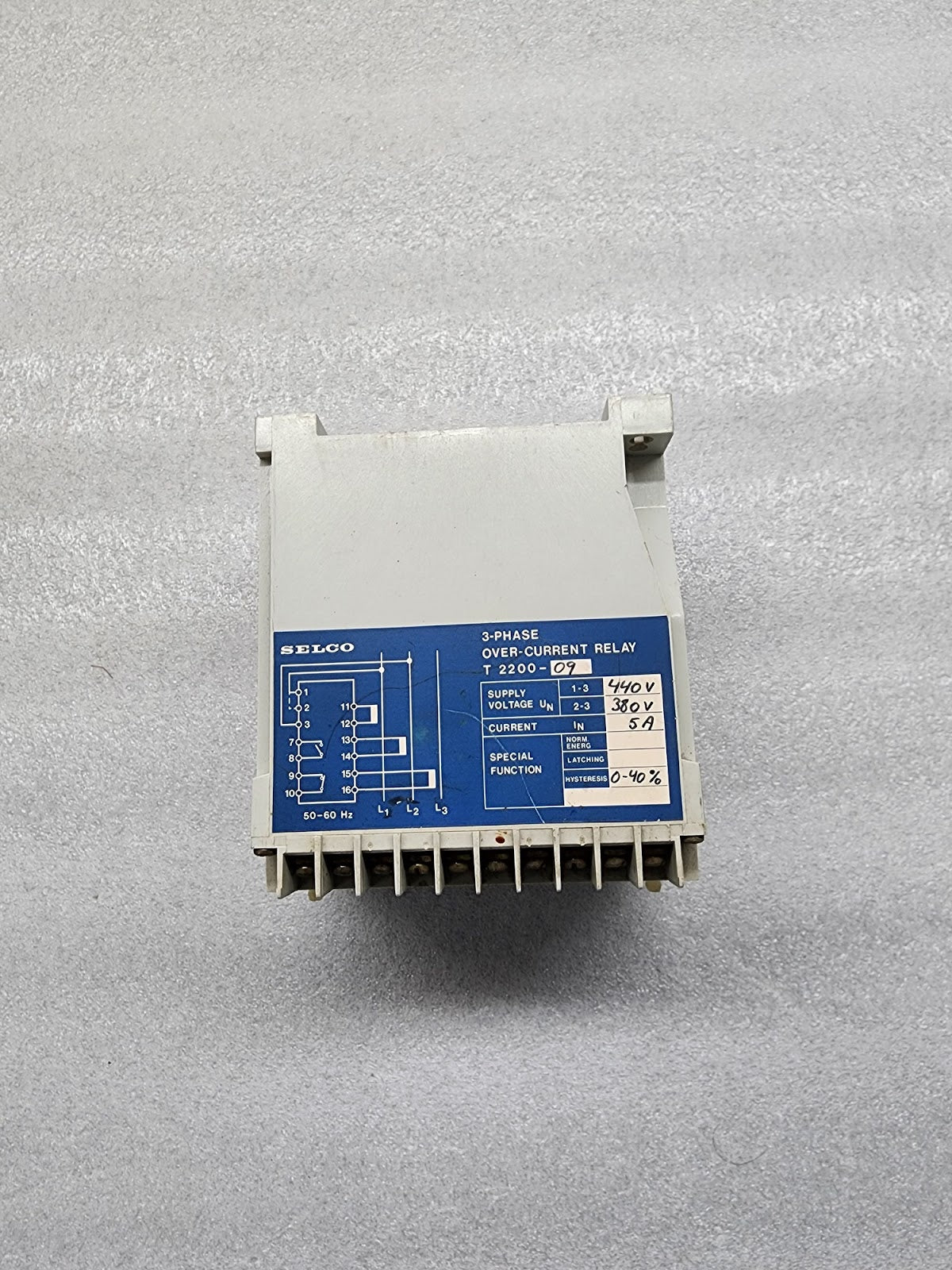 SELCO T2200-09 3-PHASE OVER-CURRENT RELAY 380-440V 5A