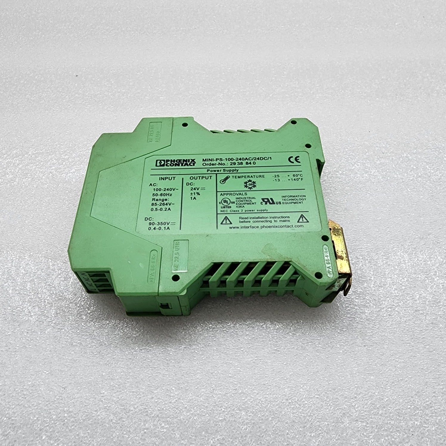 PHOENIX CONTACT MINI-PS-100-240AC/24DC/1 MINI POWER SUPPLY 2938840