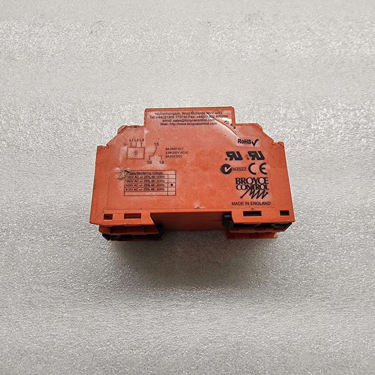 BROYCE CONTROL M3PR PHASE SEQUENCE FAILURE RELAY