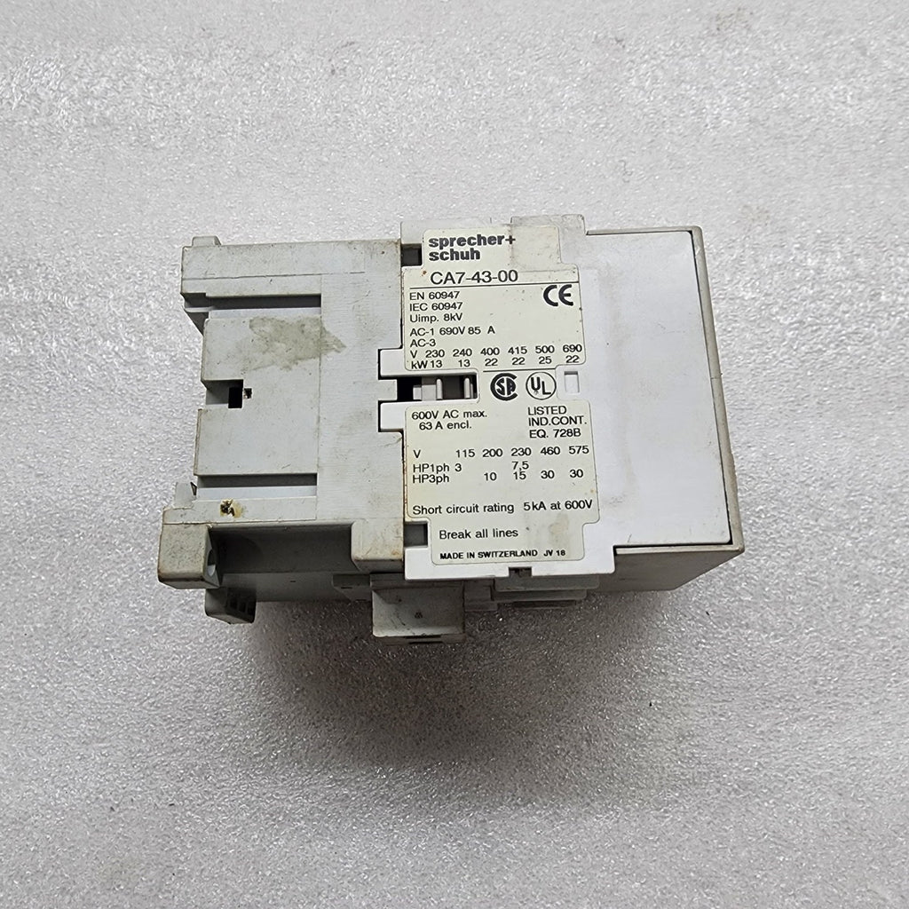 SPRECHER + SCHUH CA7-43-00 MAGNETIC CONTACTOR 85A COIL VOLTAGE 220V
