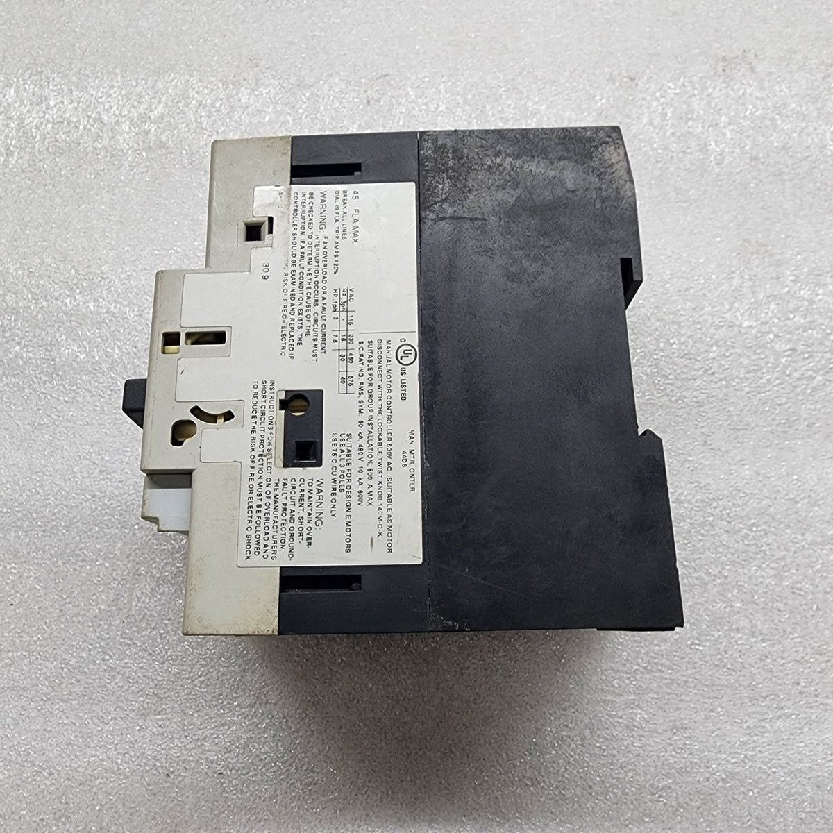 ALLEN BRADLEY CAT 140M-F8E-C45 STARTER CONTACTOR 190S-GND3-FC45C SERIES A