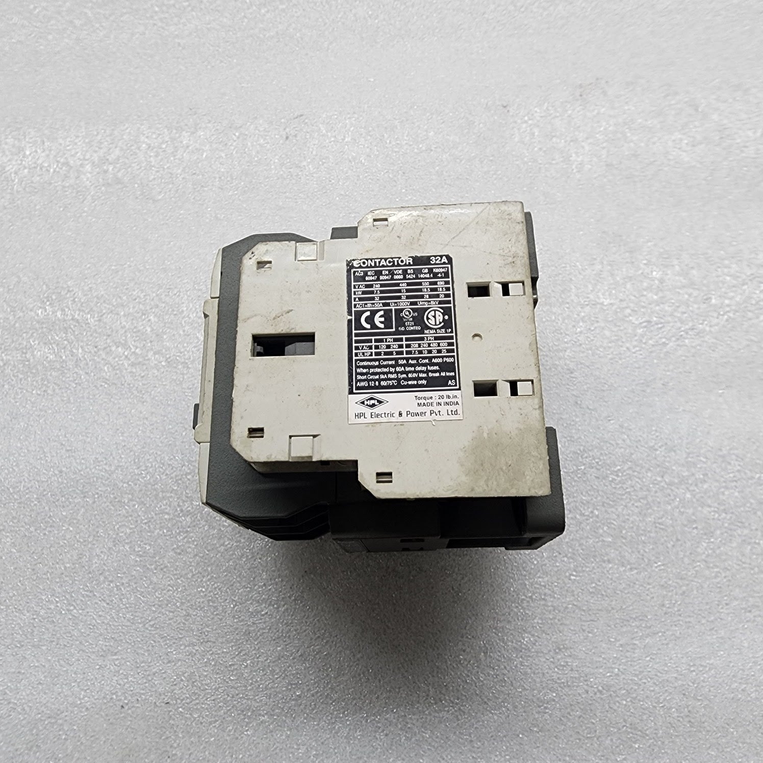 INTELLI CONTROL IC-32A MAGNETIC CONTACTOR 50A COIL VOLTAGE 240V