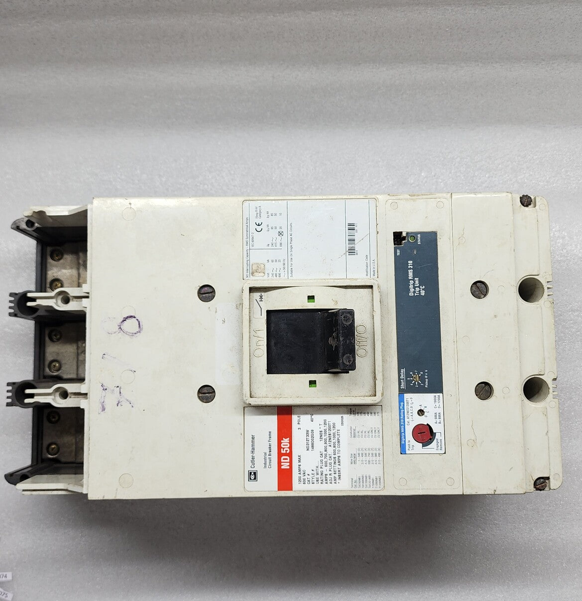 CUTLER-HAMMER ND312T33W Industrial Circuit Breaker ND 50k 1200A 600VAC 3 POLE Di