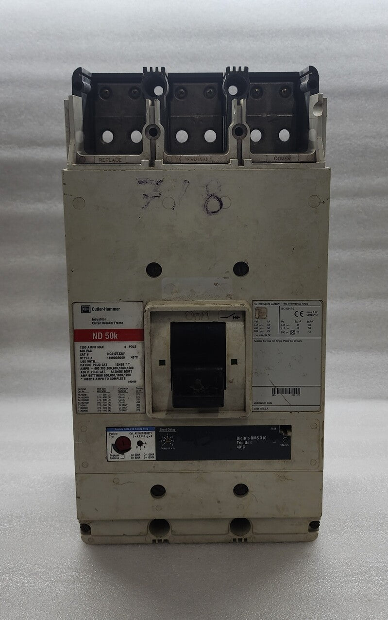 CUTLER-HAMMER ND312T33W Industrial Circuit Breaker ND 50k 1200A 600VAC 3 POLE Di