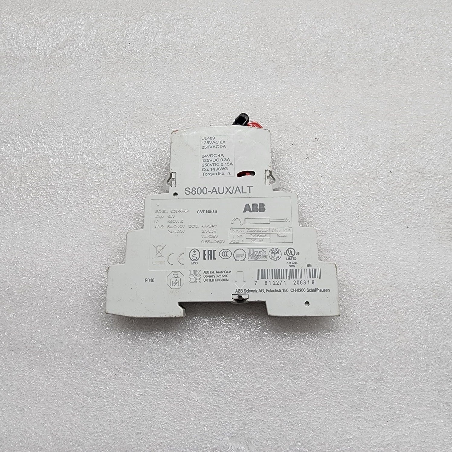 ABB S800-AUX/ALT AUXILIARY CONTACT ALARM SWITCH 690V AC 6A FOR S800 MCB