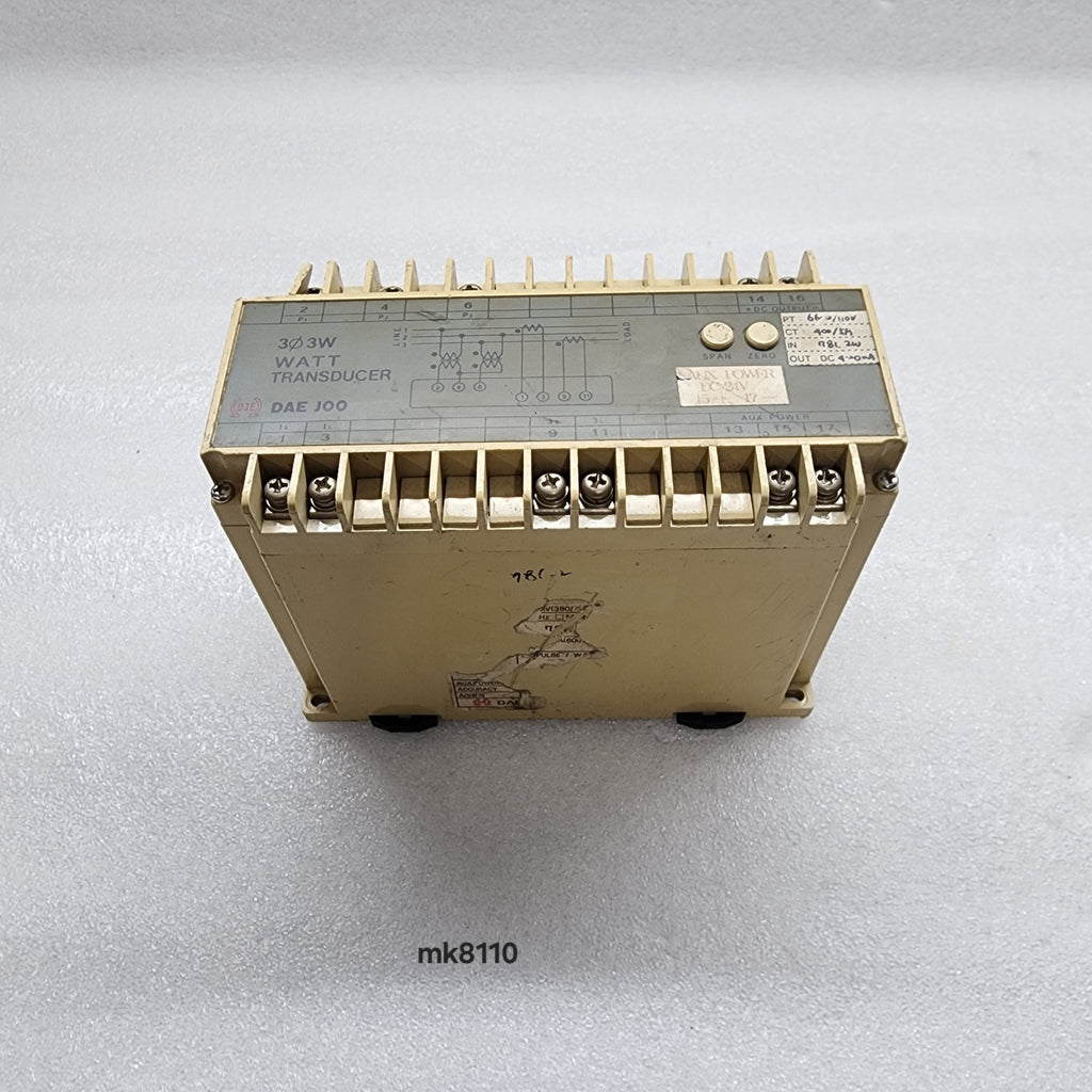 DAE JOO WATT TRANSDUCER 24VDC PT 660/110V CT 400/5A