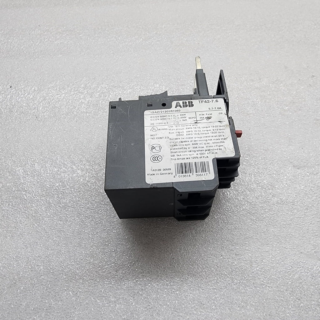 ABB TF42-7.6 OVERLOAD RELAY 1SAZ721201R140 5.7-7.6A