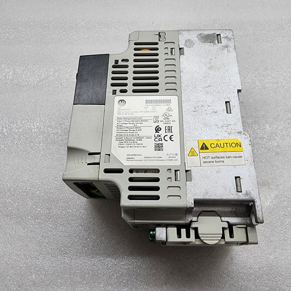 ALLEN BRADLEY CAT 22F-A2P5N103 SER A INVERTER DRIVE 1 PHASE 0.4KW 240V