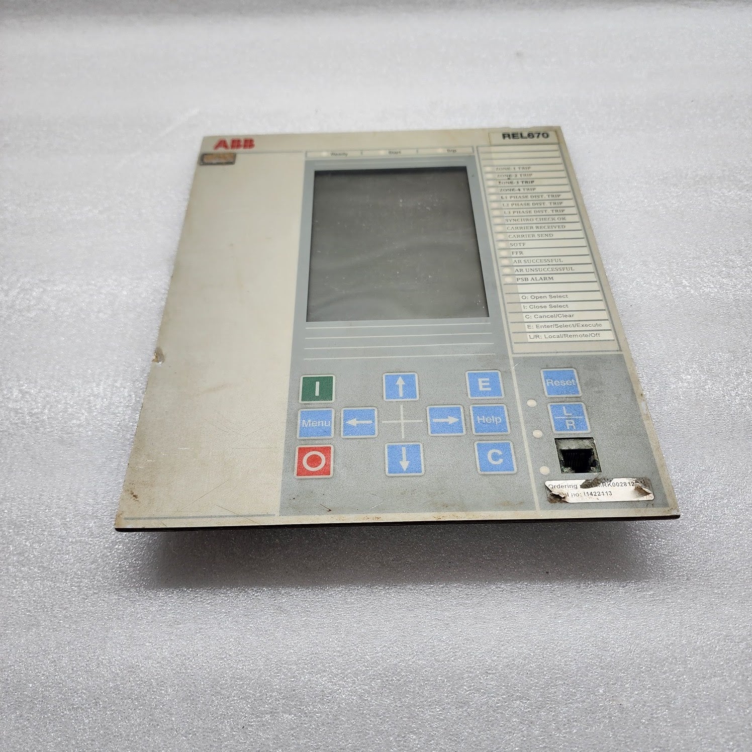 ABB REL670 HMI-IED670 FRONT DISPLAY PANEL 1MRK000008-LBR02