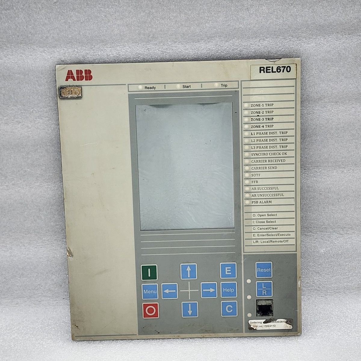 ABB REL670 HMI-IED670 FRONT DISPLAY PANEL 1MRK000008-LBR02