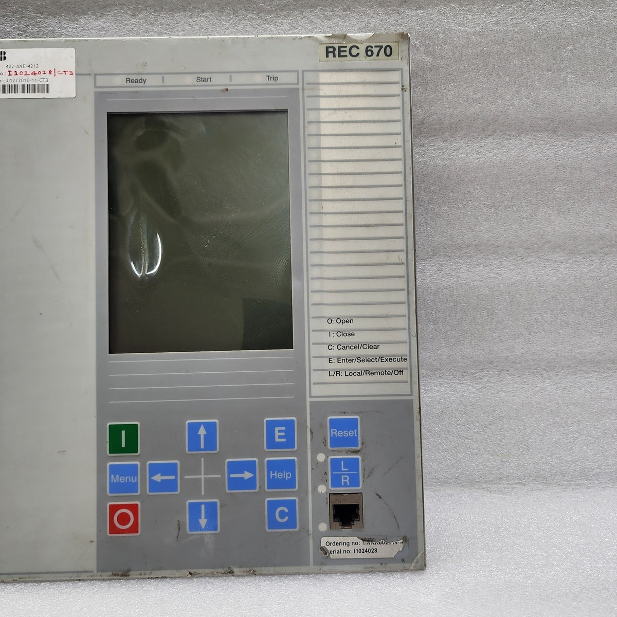 ABB REC670 FRONT DISPLAY PANEL 1MRK000008-NB
