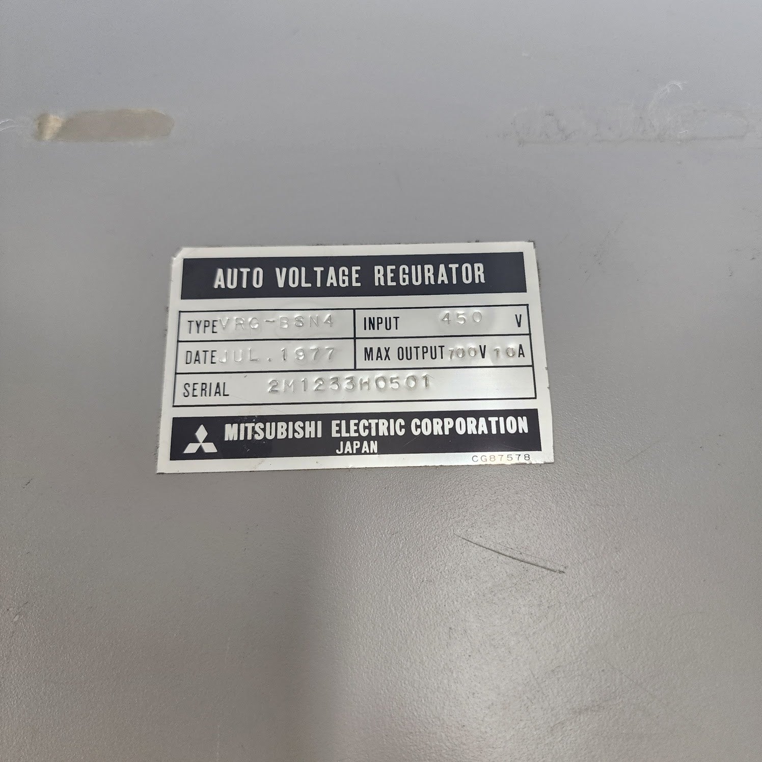 MITSUBISHI ELECTRIC VRG-BSN4 AUTO VOLTAGE REGULATOR