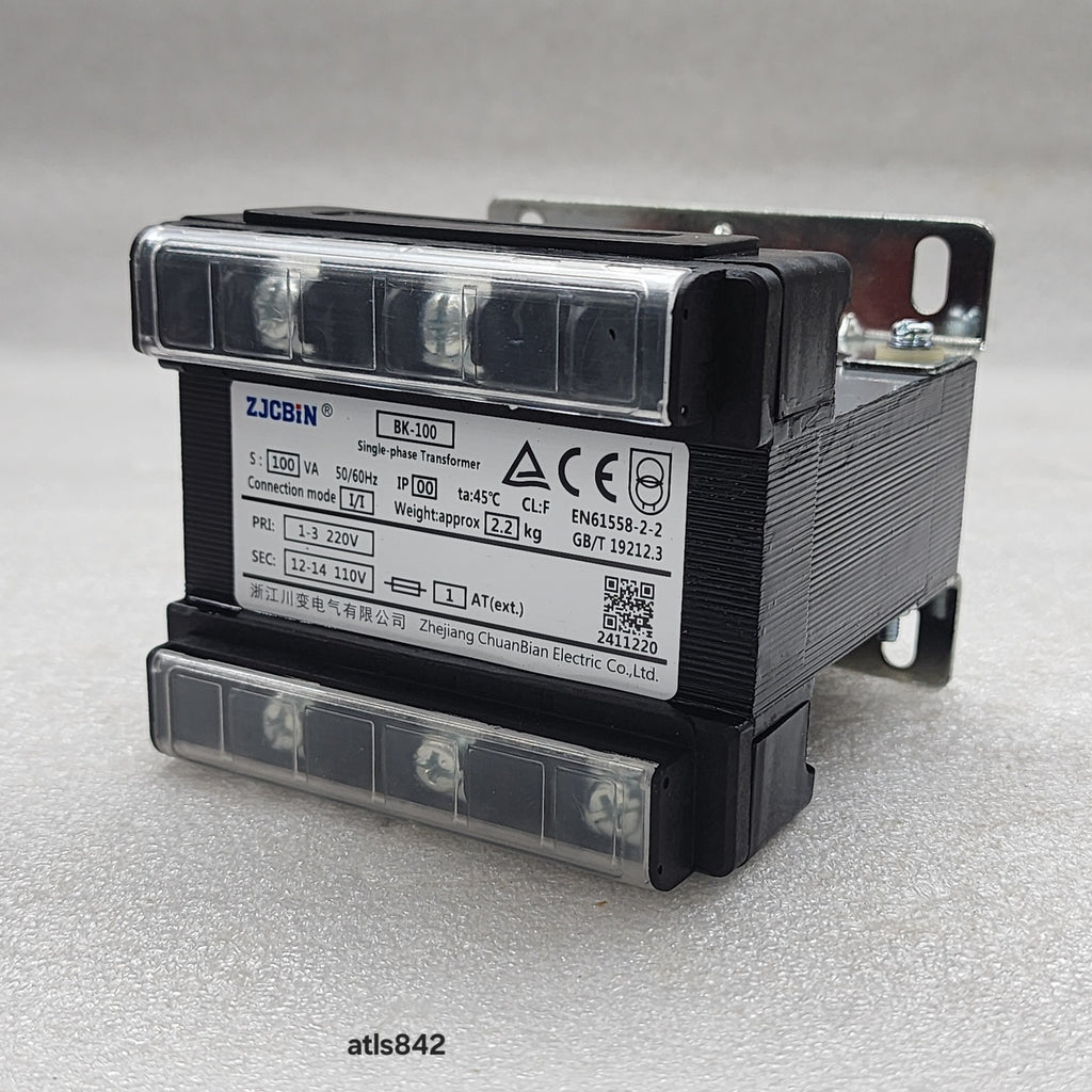 ZHEJIANG CHUANBIAN ELECTRIC BK-100 SINGLE PHASE TRANSFORMER 100VA 220V TO 110V