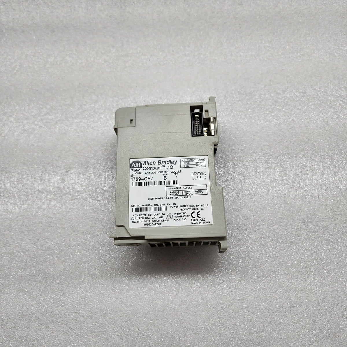 ALLEN BRADLEY CAT 1769-OF2 2CH ANALOG OUTPUT MODULE