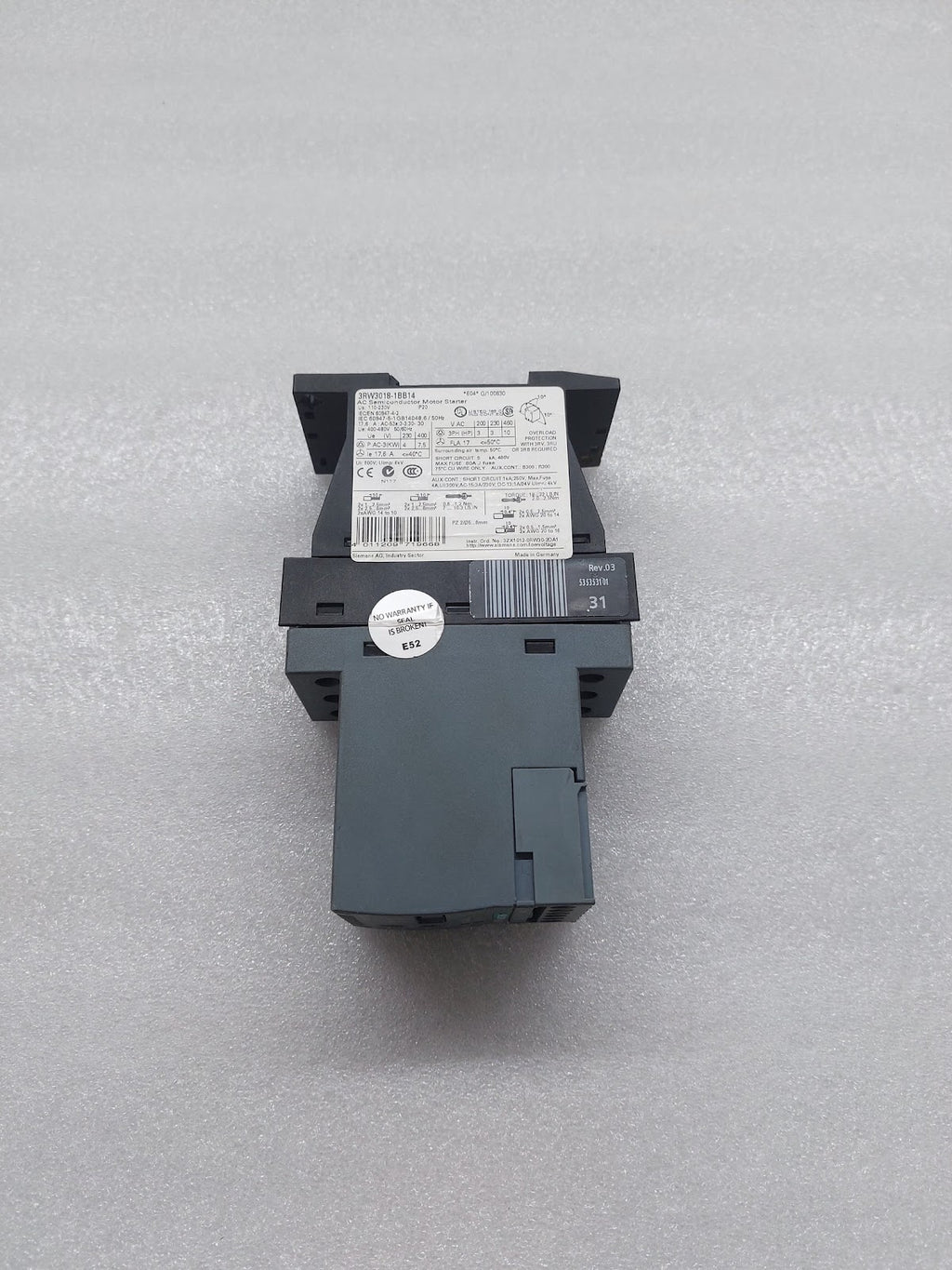 SIEMENS 3RW3018-1BB14 AC SEMICONDUCTOR MOTOR STARTER 7.5KW/400V