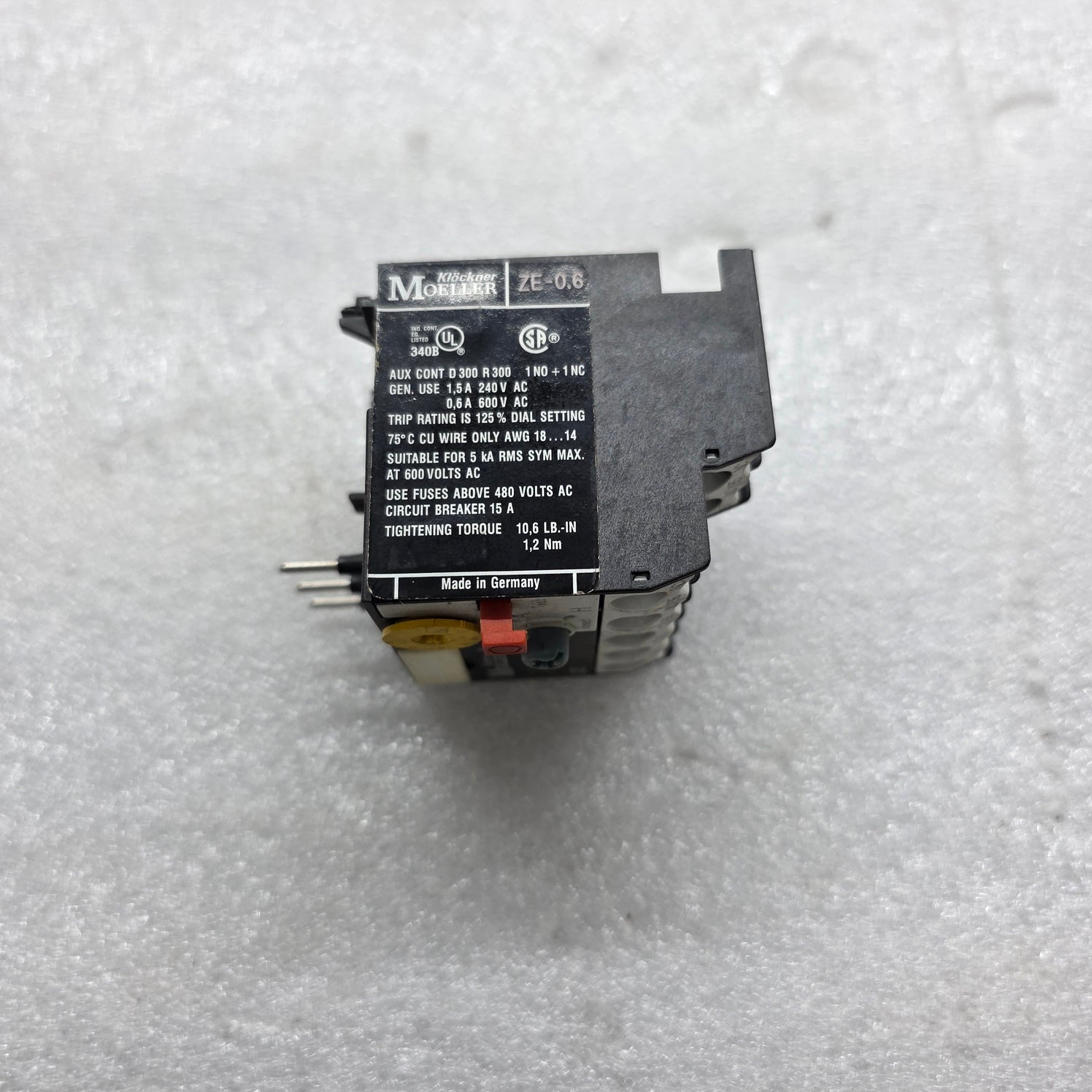 MOELLER ZE-0.6 THERMAL OVERLOAD RELAY 0.4-0.6A