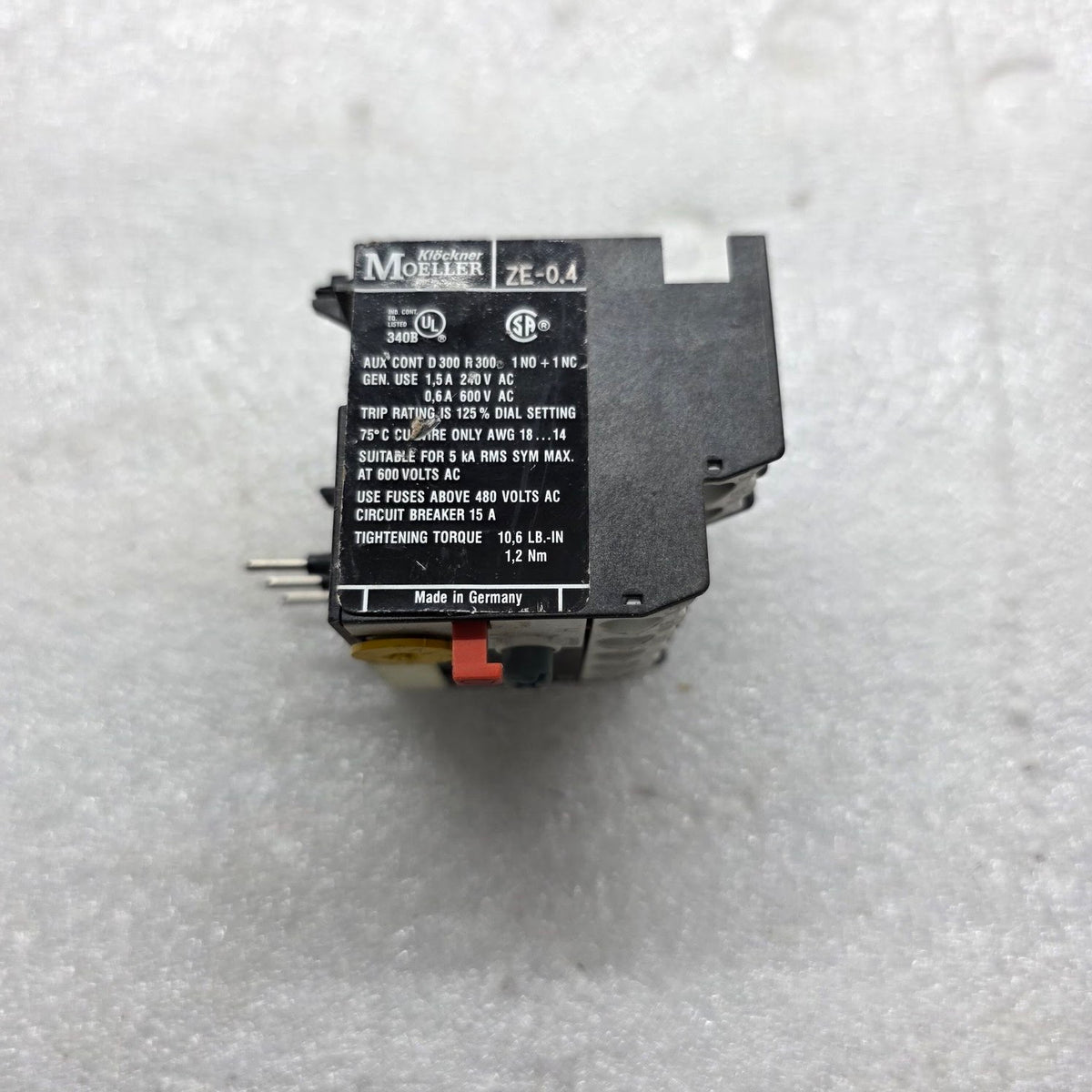 MOELLER ZE-0.4 THERMAL OVERLOAD RELAY 0.24-0.4A