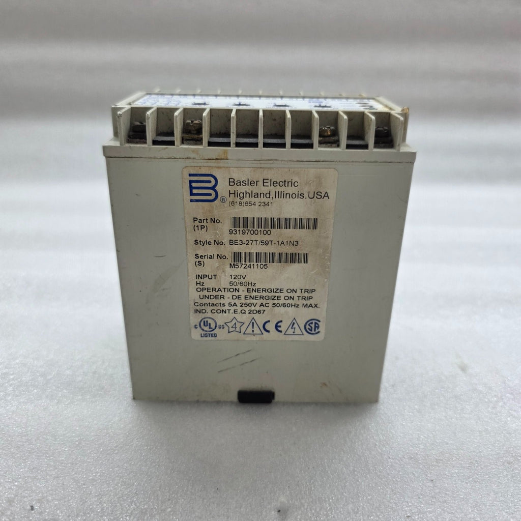 BASLER ELECTRONIC BE3-27T/59T-1A1N3 OVER/UNDER VOLTAGE RELAY 9319700100 120V