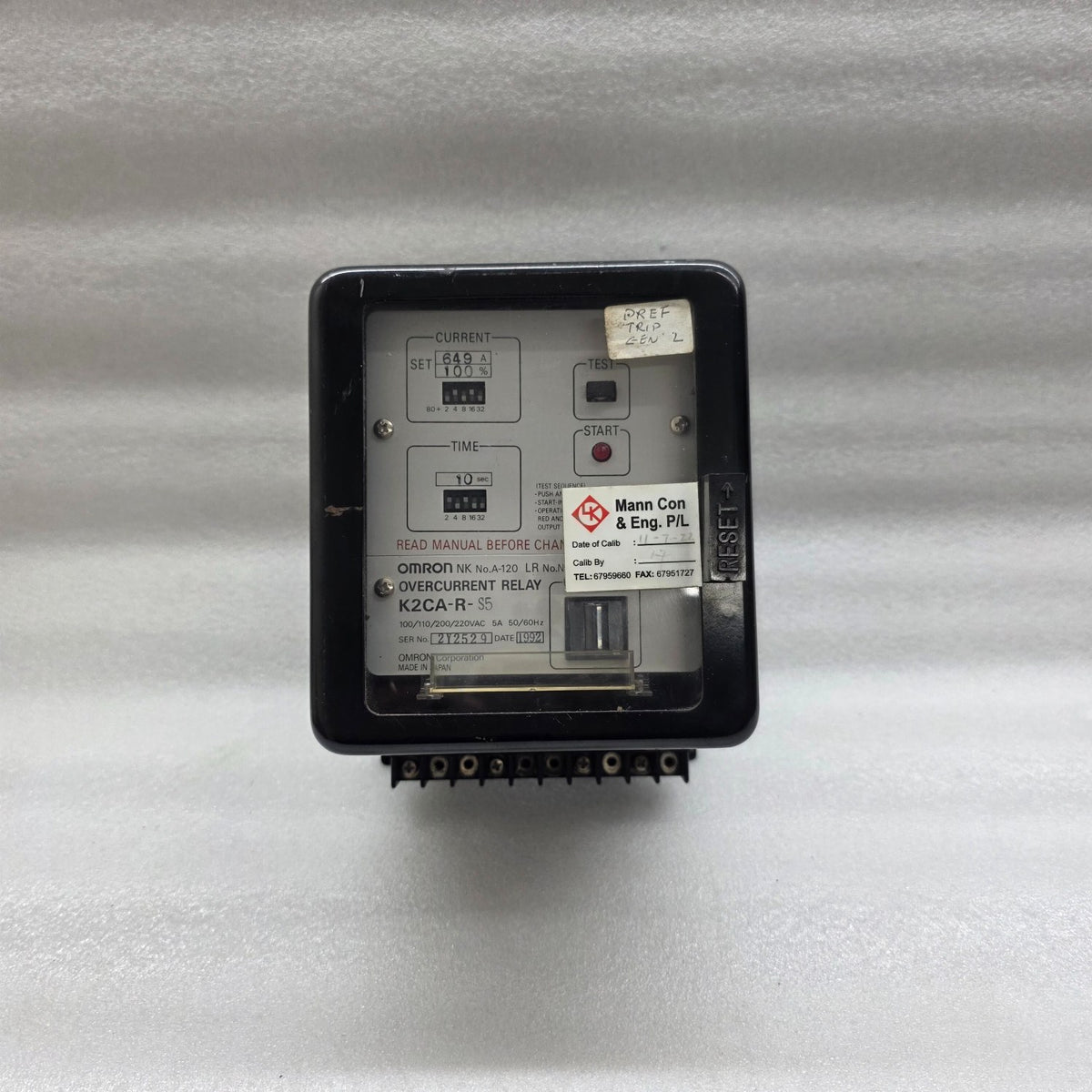 OMRON K2CA-R-S5 OVERCURRENT RELAY 100-220V AC