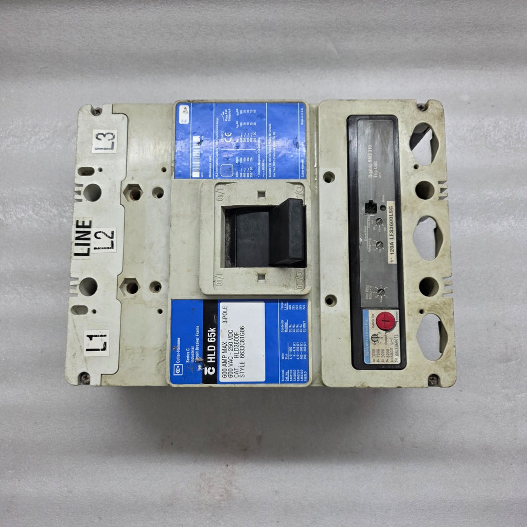 CUTLER HAMMER HLD3600F 3-POLE CIRCUIT BREAKER 600A  6633C81G06