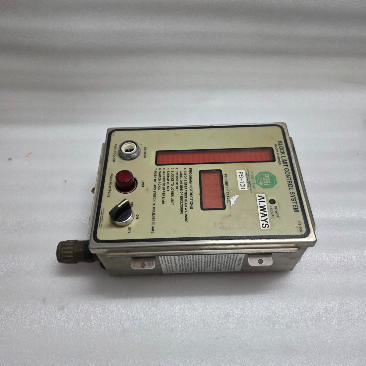 PTS POSITION TRACKING SYSTEMS PS-108 BLOCK LIMIT CONTROL SYSTEM