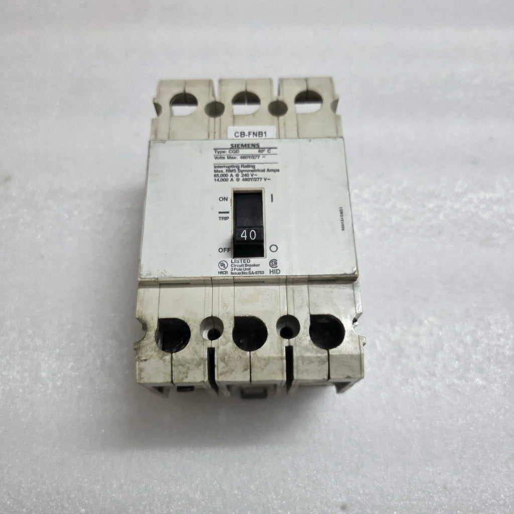 SIEMENS CQD340 MOLDED CASE CIRCUIT BREAKER 40A