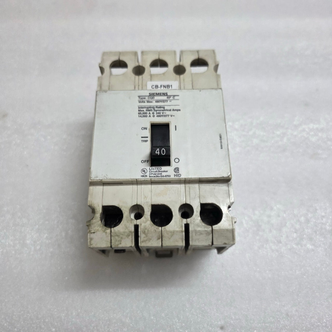 SIEMENS CQD340 MOLDED CASE CIRCUIT BREAKER 40A