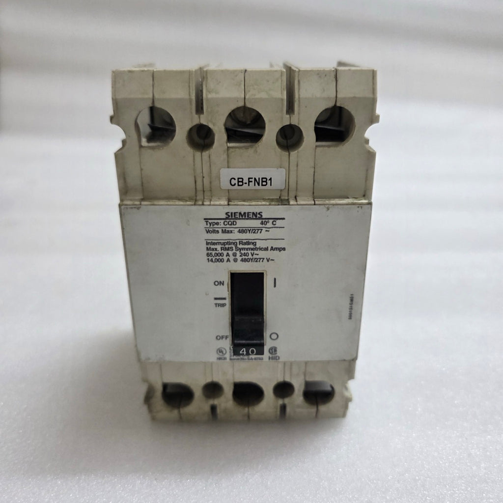 SIEMENS CQD340 MOLDED CASE CIRCUIT BREAKER 40A