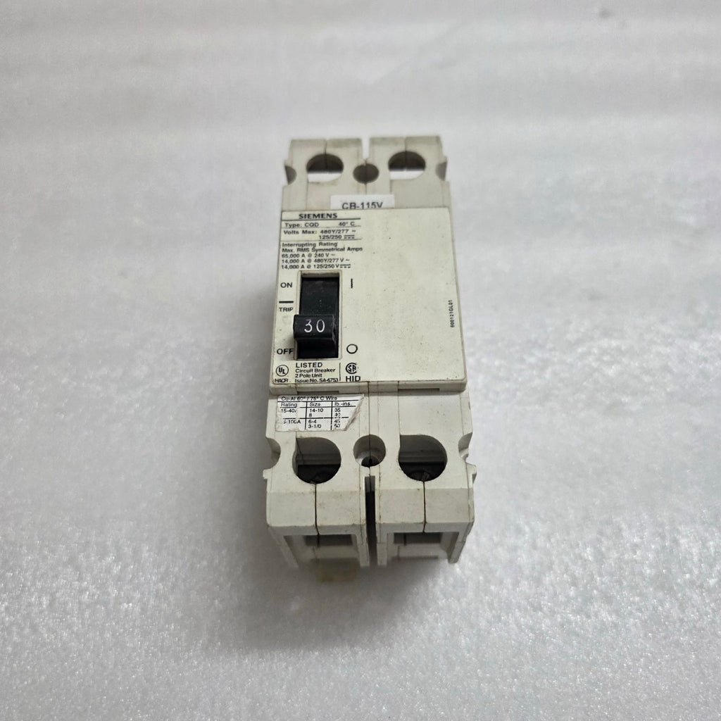 SIEMENS CQD230 MOLDED CASE CIRCUIT BREAKER 30A