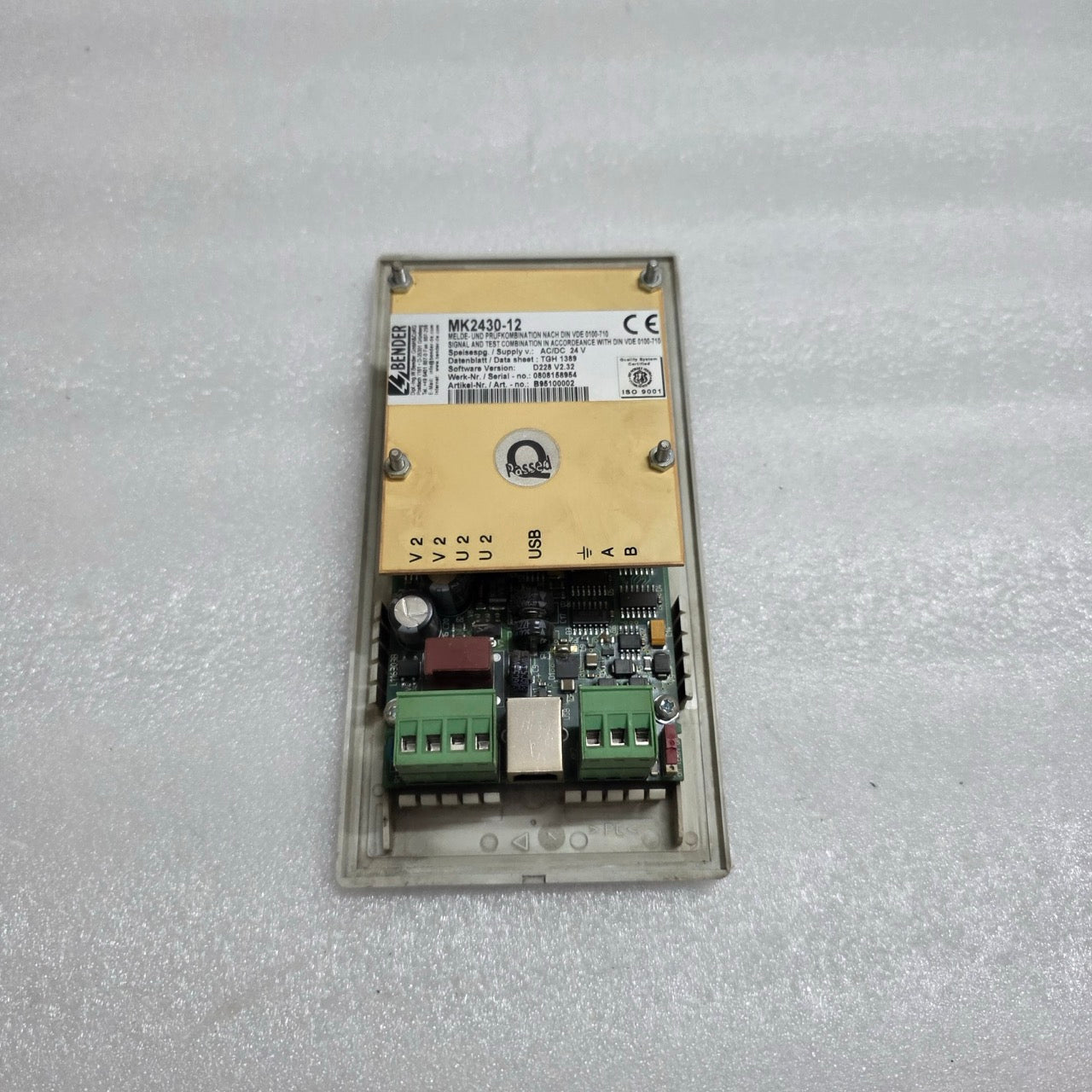 BENDER MK2430-12 REMOTE ALARM INDICATOR & TEST COMBINATION B95100002 24V
