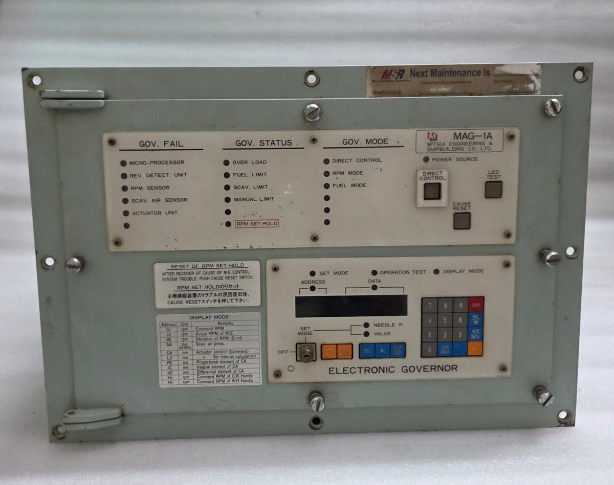 MITSUI ENGINEERING MAG-1A ELECTRONIC GOVERNOR CONTROL PANEL GCU-1A ENGINE SPEED