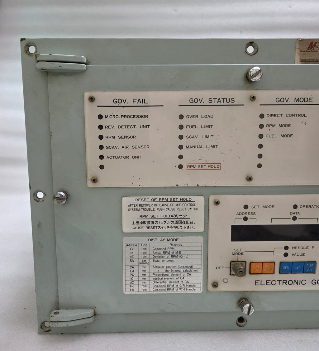 MITSUI ENGINEERING MAG-1A ELECTRONIC GOVERNOR CONTROL PANEL GCU-1A ENGINE SPEED