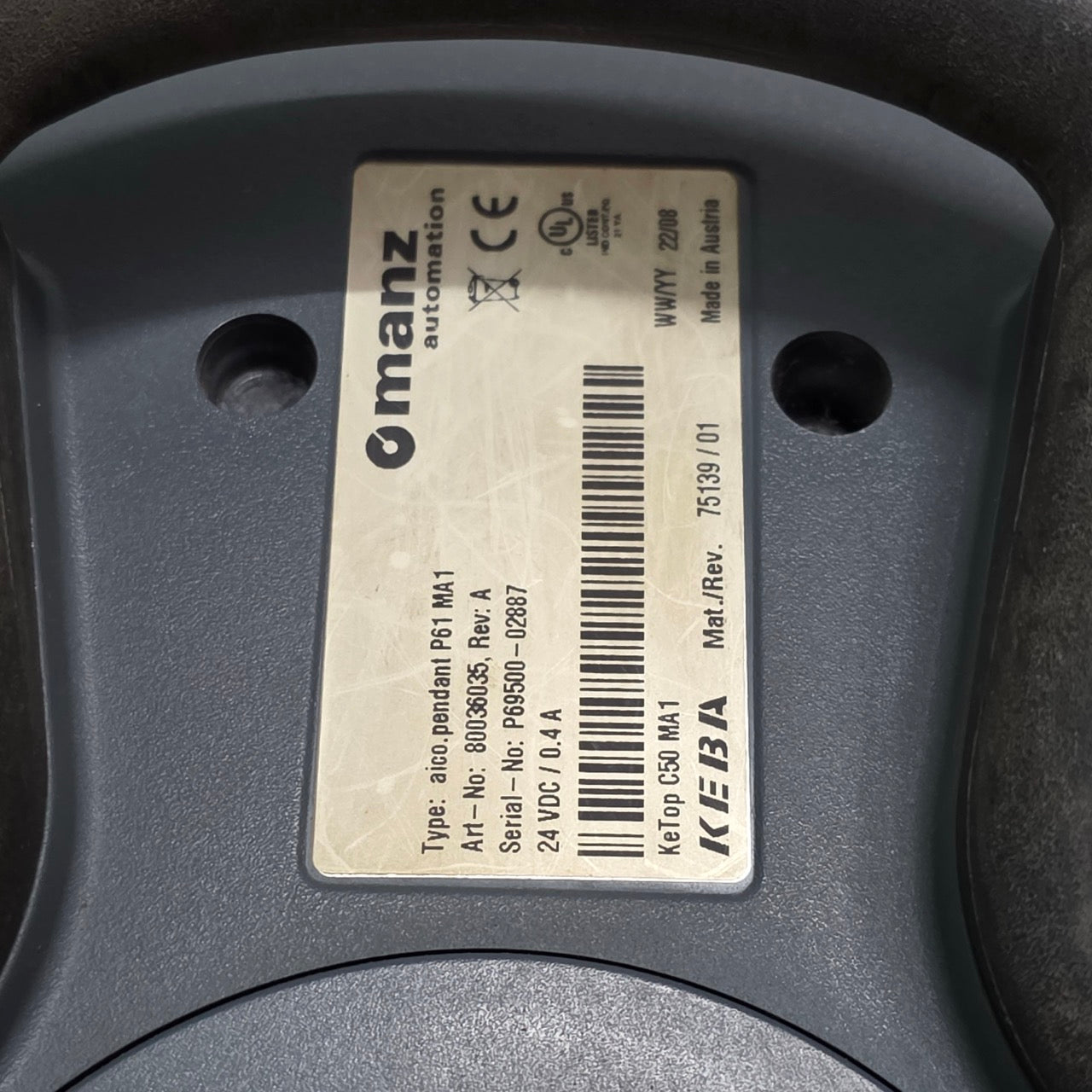 MANZ KEBA KETOP C50 MA1 AICO.PENDANT P61 MA1 80036035 OPERATING PANEL/TEACH PEND