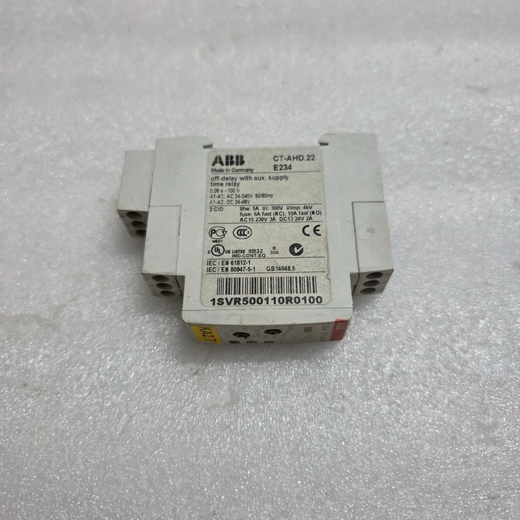 ABB CT-AHD.22 OFF-DELAY TIME RELAY 1SVR500110R0100 24-240V AC/ 24-28V DC