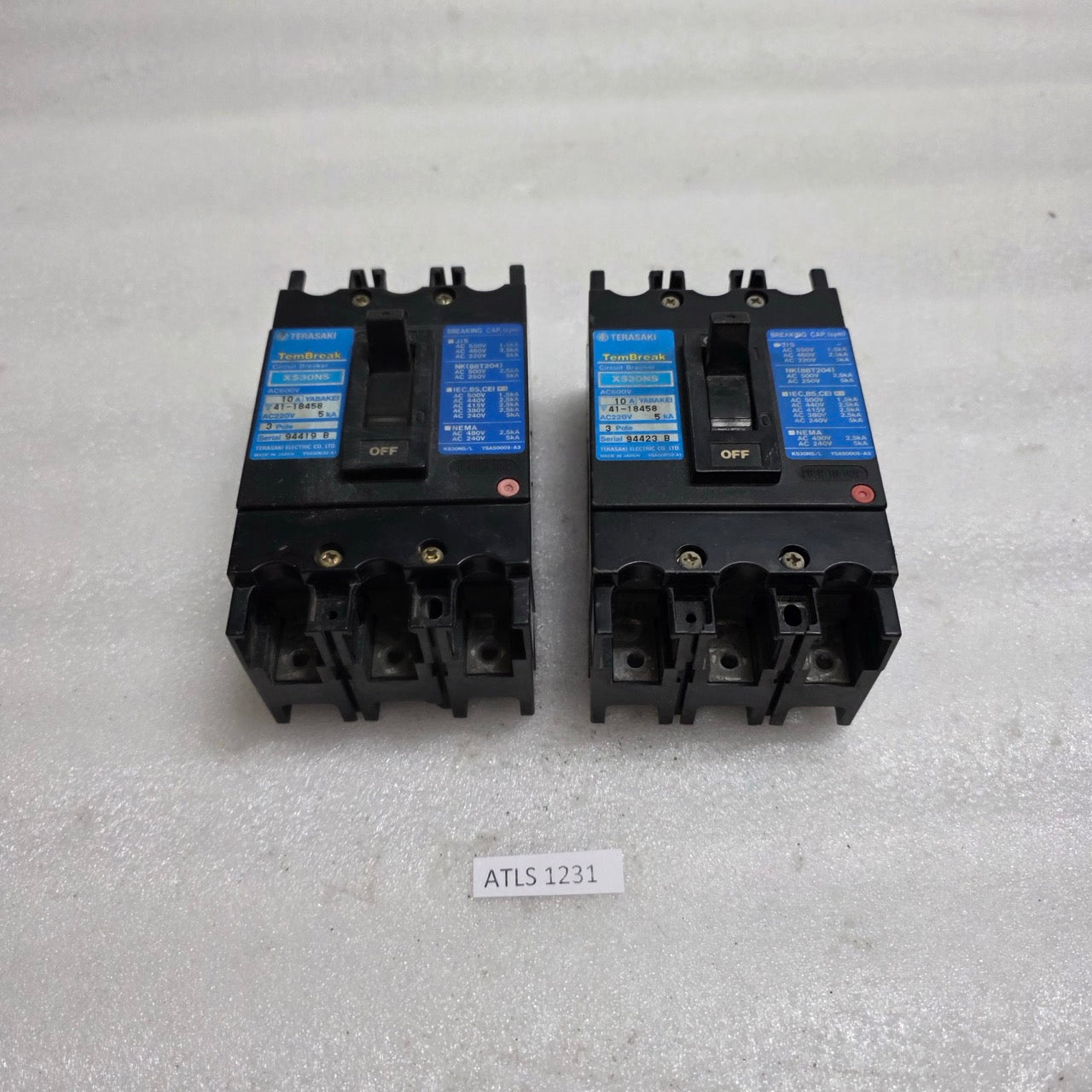 TERASAKI XS30NS 3-POLE CIRCUIT BREAKER 10A