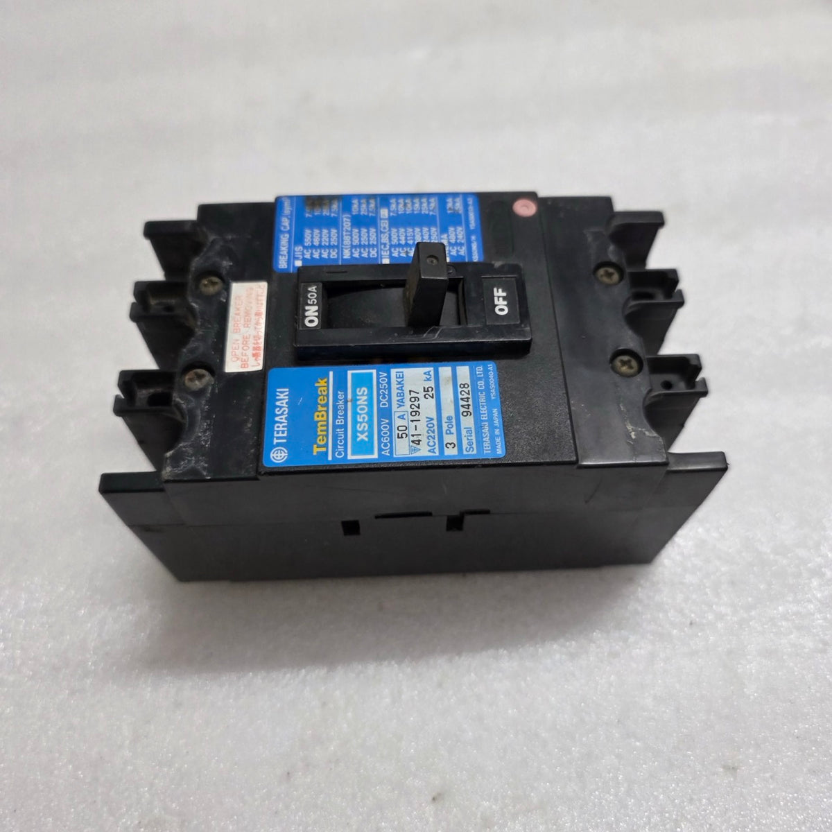 TERASAKI XS50NS 3-POLE CIRCUIT BREAKER 50A